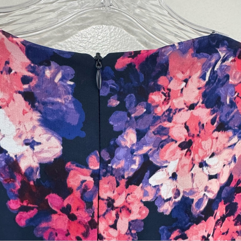 Eliza J Ruffled Long Sleeve Dress Slit Leg Size 14 Cocktail Floral Mother Bride - Picture 7 of 11